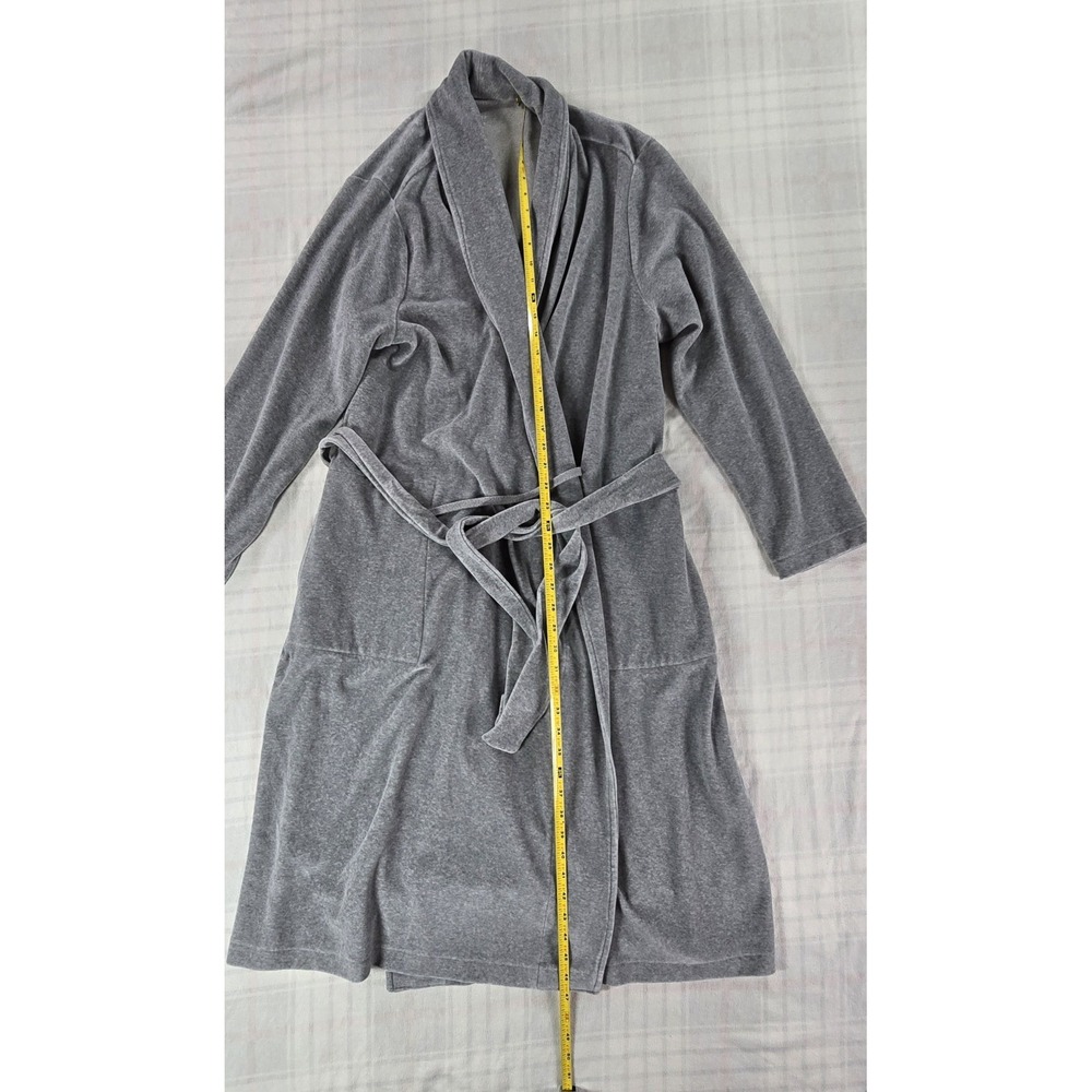 J Jill Sleep Shawl Collar Velour Tie-Waist Robe Pockets Gray XL - Picture 3 of 14
